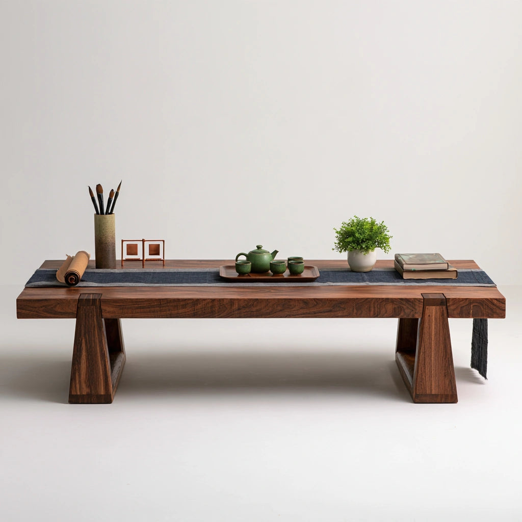Table basse pour le thé en bois finition noyer, coloris brun noyer