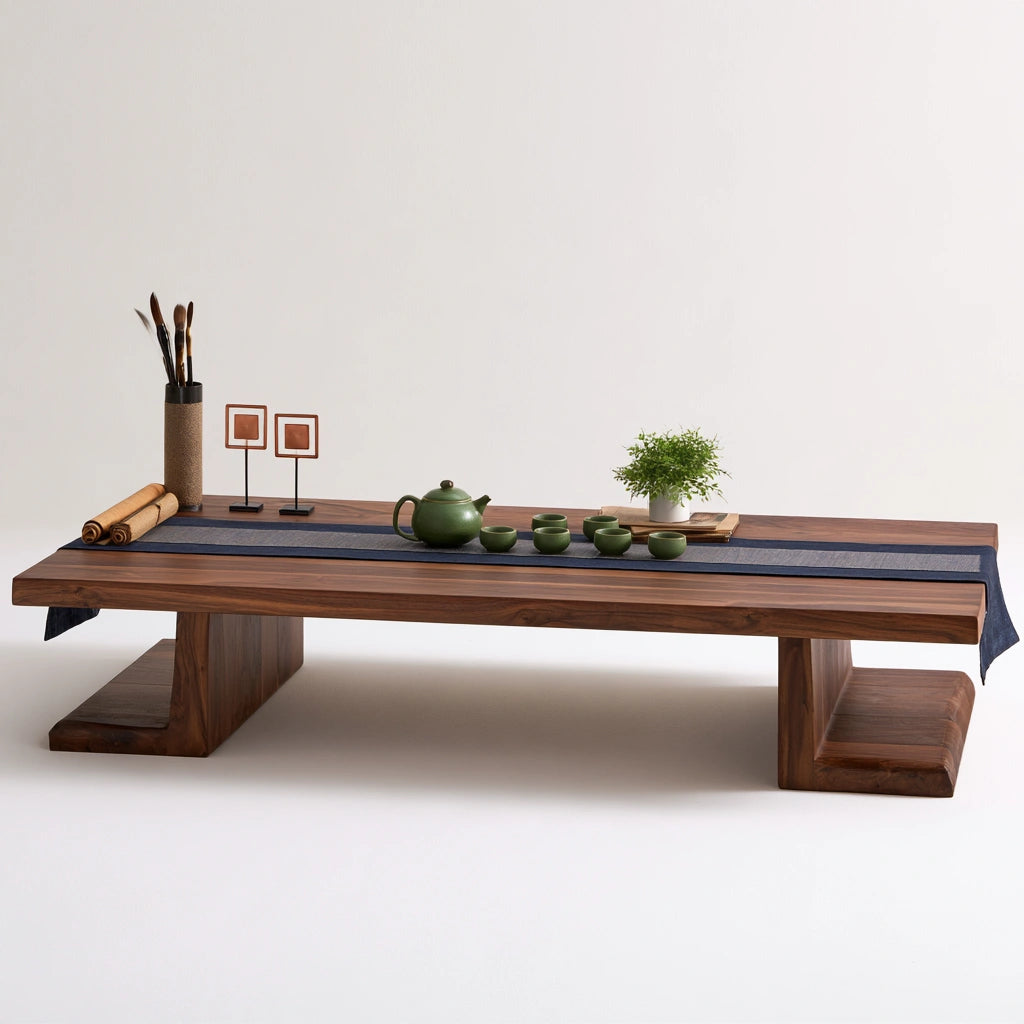 Table basse pour le thé en bois finition noyer, coloris brun noyer