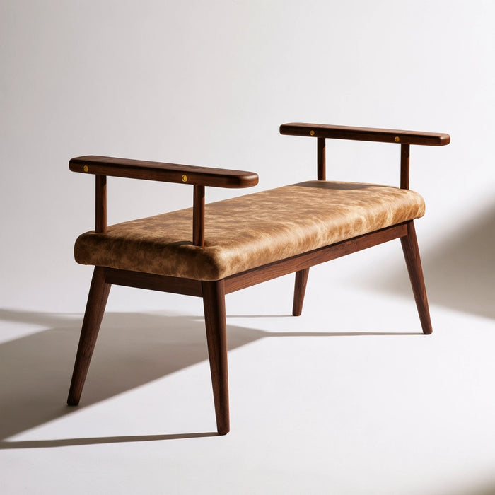 Banc décoratif en bois, coloris brun naturel