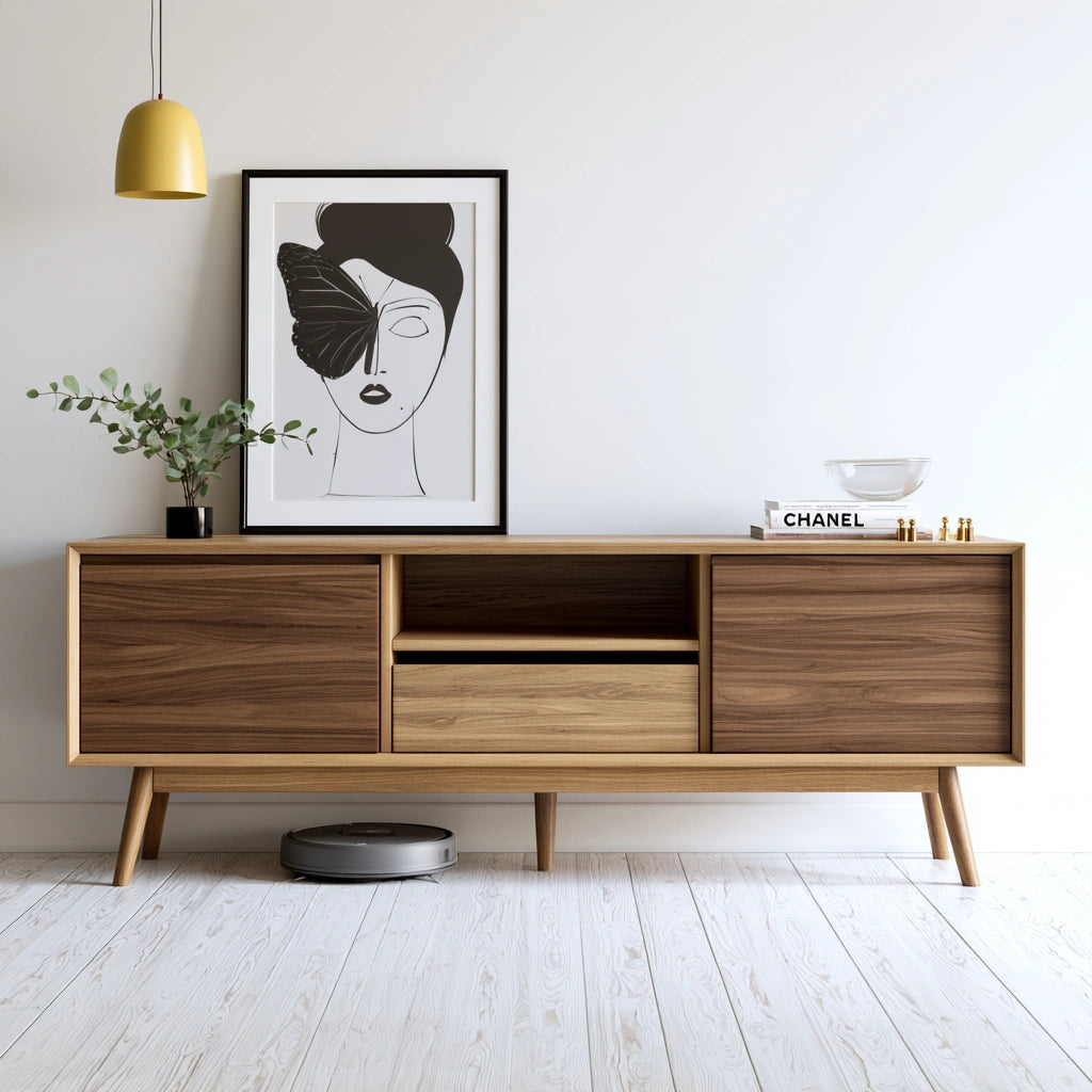 Meuble télévision en bois, coloris blanc