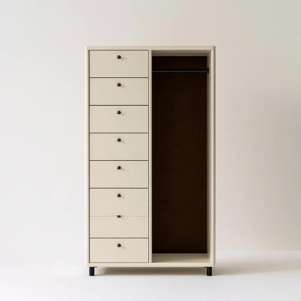 Armoire-penderie en bois, coloris crème