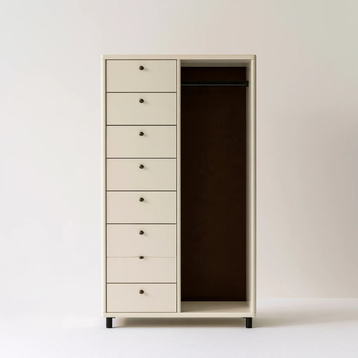 Armoire-penderie en bois, coloris crème