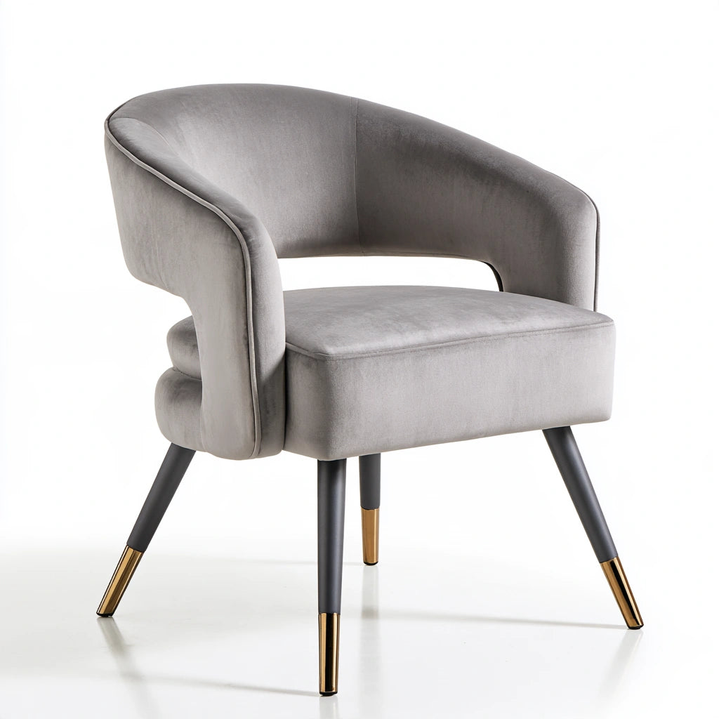 Fauteuil d'appoint en velours, coloris gris clair