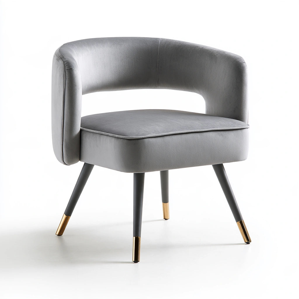 Fauteuil d'appoint en velours, coloris gris clair